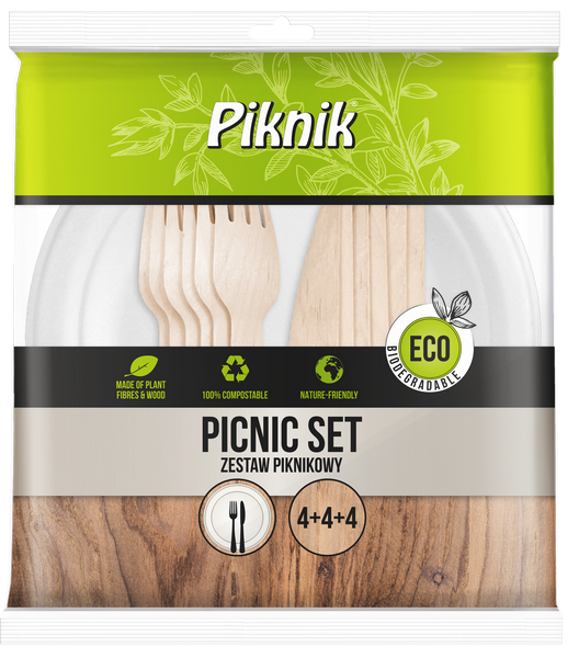 ECO piknik set 3x4 (plate+fork+knife)