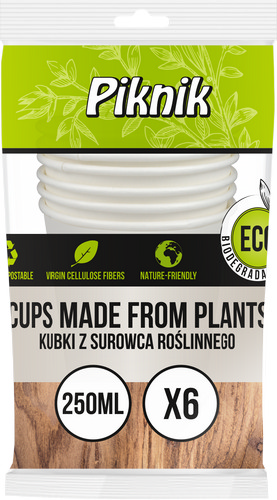 Kubki z pulpy z trzciny 250 ml (4118)
